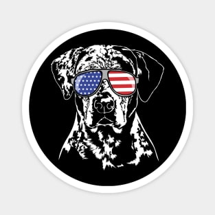 Patriotic Catahoula Leopard Dog with American Flag sunglasses Magnet